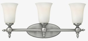 Hinkley Lighting-5743AN-Yorktown - 3 Light Bath Bar   Antique Nickel Finish with Etched Opal Glass
