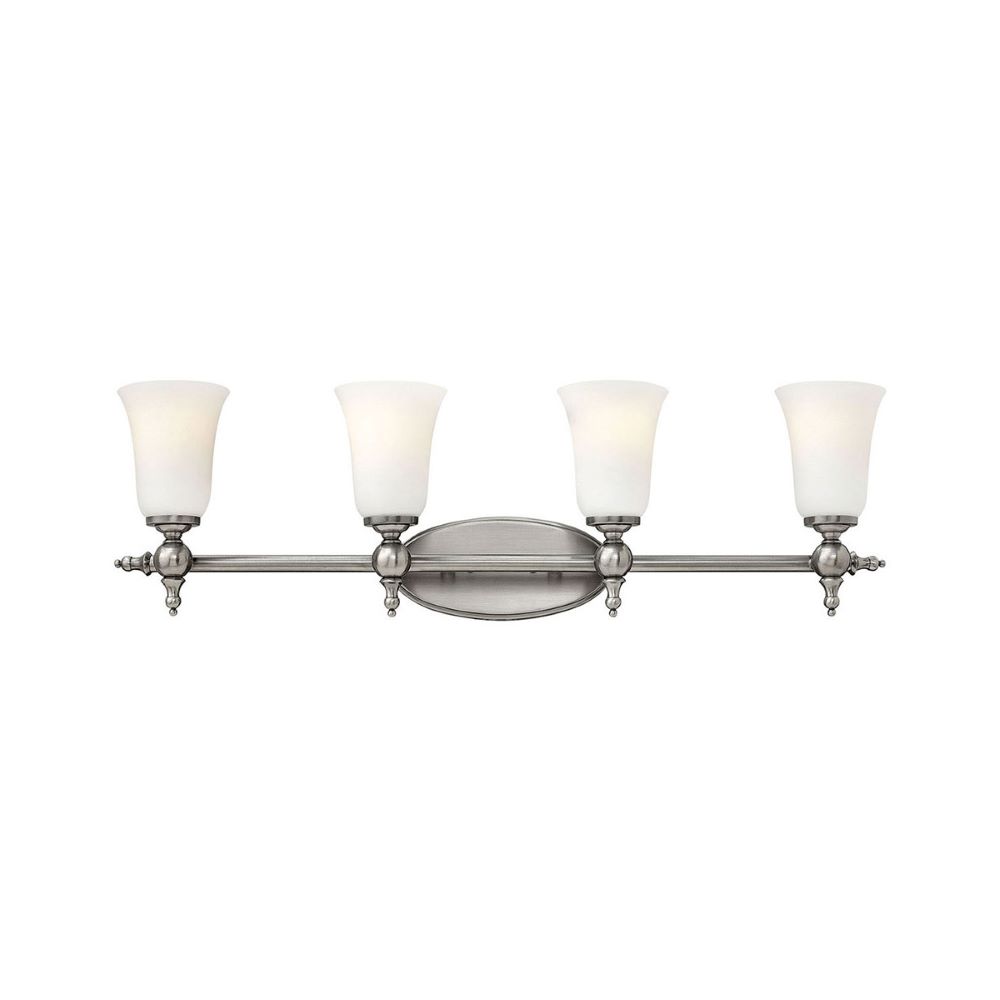 Hinkley Lighting-5744AN-Yorktown - 4 Light Bath Bar   Antique Nickel Finish with Etched Opal Glass