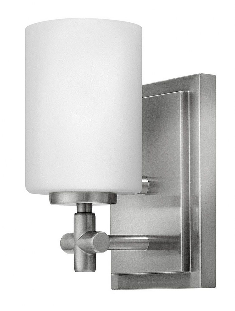 Hinkley Lighting-57550BN-Laurel - 1 Light Bath Vanity in Traditional and Transitional and Coastal Style - 5 Inches Wide by 8.3 Inches High Brushed Nickel  Polished Nickel Finish with Etched Opal Glass