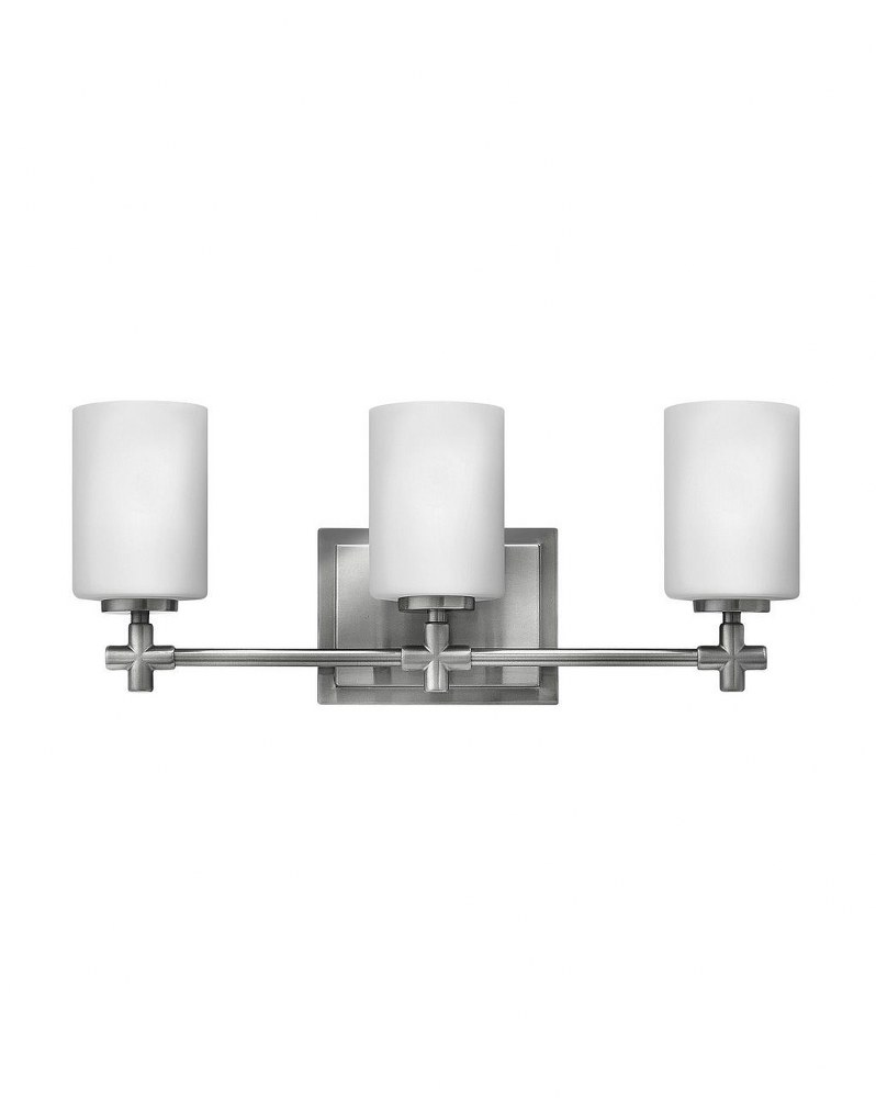 Hinkley Lighting-57553BN-Laurel - 3 Light Bath Vanity in Traditional and Transitional and Coastal Style - 19.5 Inches Wide by 8 Inches High Brushed Nickel  Polished Nickel Finish with Etched Opal Glas