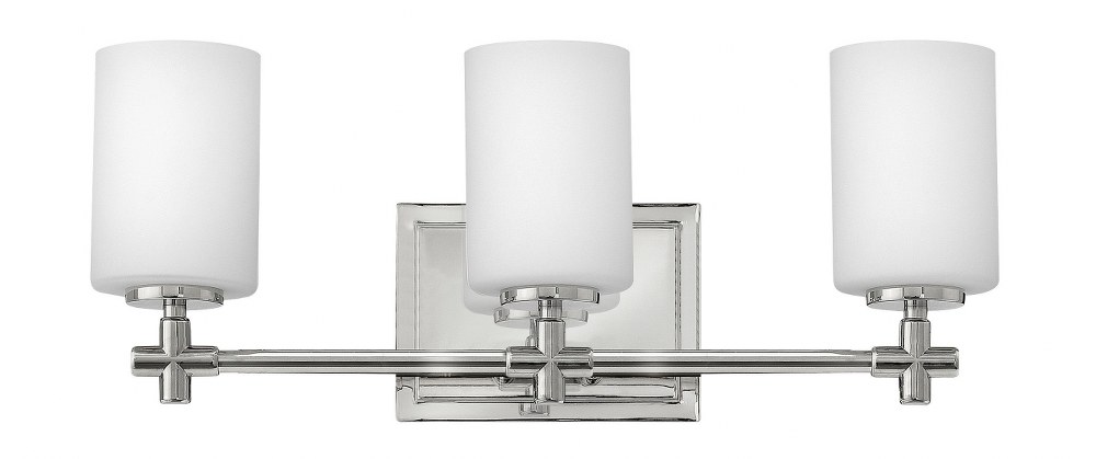 Hinkley Lighting-57553PN-Laurel - 3 Light Bath Vanity in Traditional and Transitional and Coastal Style - 19.5 Inches Wide by 8 Inches High Polished Nickel  Polished Nickel Finish with Etched Opal Gla