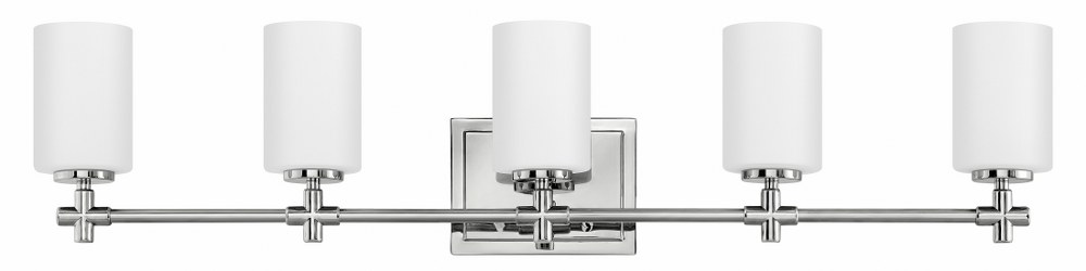 Hinkley Lighting-57555PN-Laurel - 5 Light Bath Vanity in Traditional and Transitional and Coastal Style - 35.75 Inches Wide by 8 Inches High Polished Nickel  Polished Nickel Finish with Etched Opal Gl