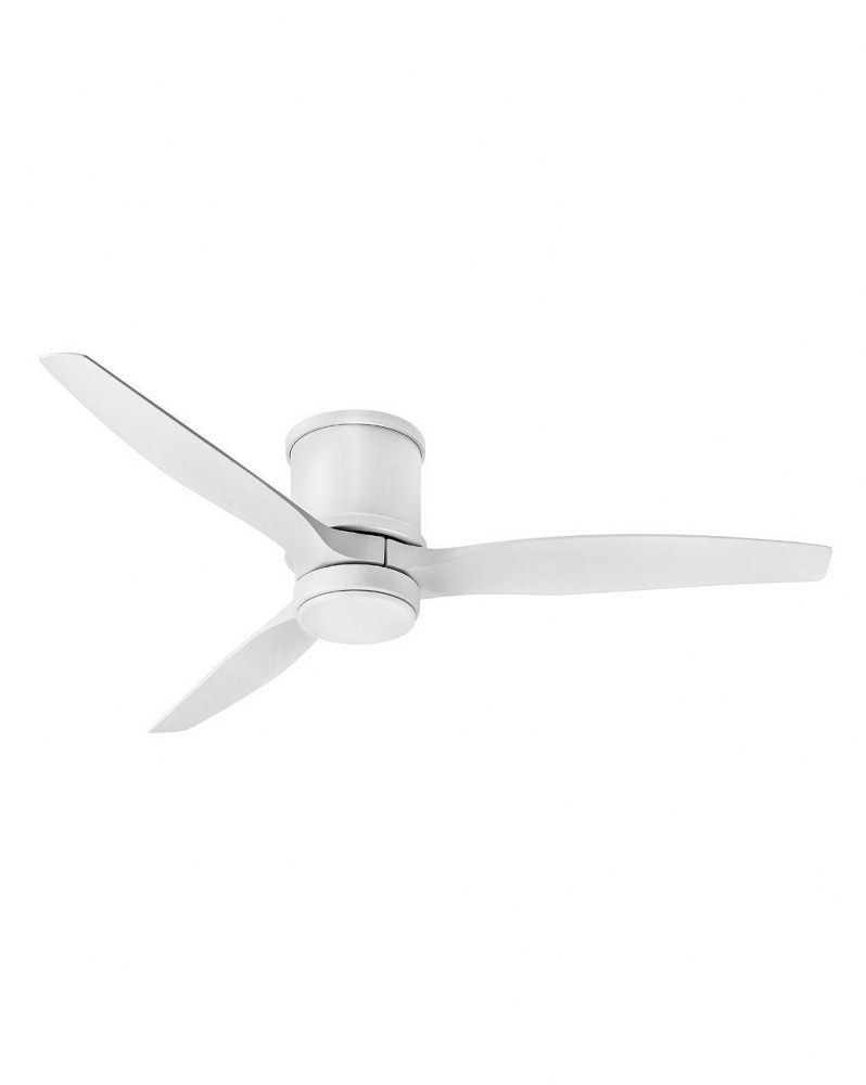 Hinkley Lighting-900852FMW-LWD-Hover Flush - 52 Inch 3 Blade Ceiling Fan with Light Kit Matte White  Brushed Nickel Finish with Weathered Wood Blade Finish with Etched Opal Glass