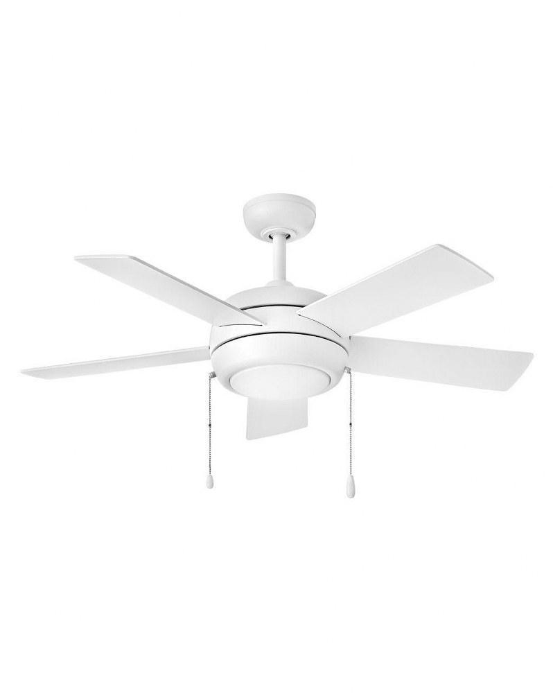 Hinkley Lighting-904042FCW-LIA-Croft - 42 Inch 5 Blade Ceiling Fan with Light Kit Chalk White  Brushed Nickel Finish with Matte Black/Silver Blade Finish with Etched Opal Glass