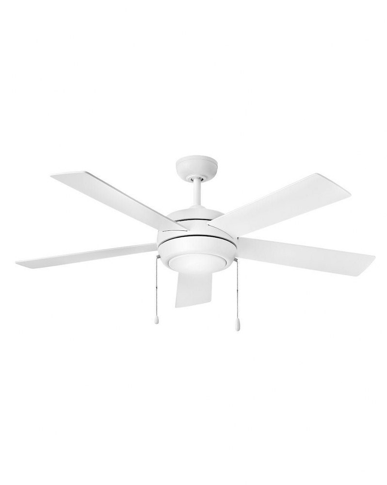 Hinkley Lighting-904052FCW-LIA-Croft - 52 Inch 5 Blade Ceiling Fan with Light Kit Chalk White  Brushed Nickel Finish with Silver/Matte Black Blade Finish with Etched Opal Glass