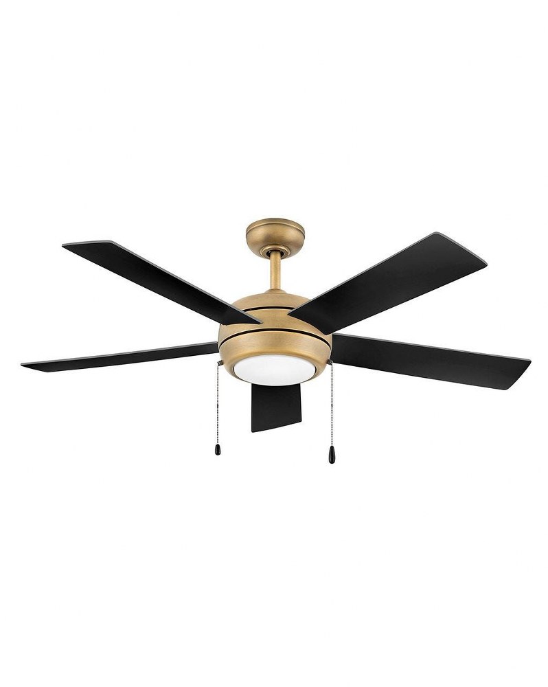 Hinkley Lighting-904052FHB-LIA-Croft - 52 Inch 5 Blade Ceiling Fan with Light Kit Heritage Brass  Brushed Nickel Finish with Silver/Matte Black Blade Finish with Etched Opal Glass