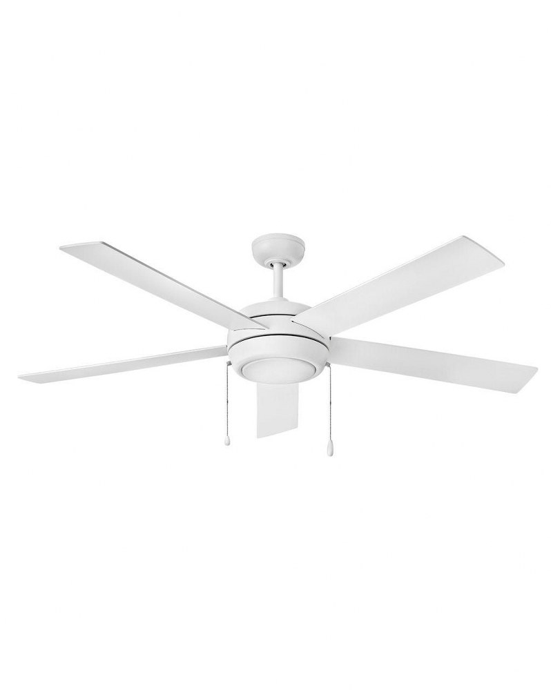 Hinkley Lighting-904060FCW-LIA-Croft - 60 Inch 5 Blade Ceiling Fan with Light Kit Chalk White  Brushed Nickel Finish with Matte Black/Silver Blade Finish with Etched Opal Glass