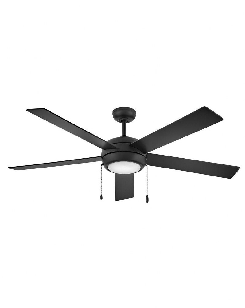 Hinkley Lighting-904060FMB-LIA-Croft - 60 Inch 5 Blade Ceiling Fan with Light Kit Matte Black  Brushed Nickel Finish with Matte Black/Silver Blade Finish with Etched Opal Glass