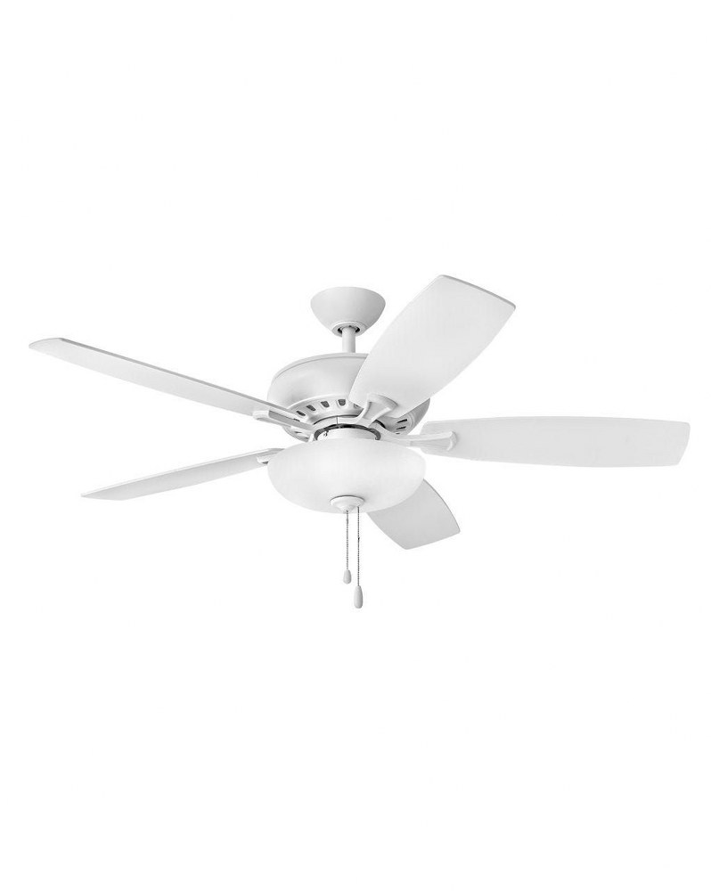 Hinkley Lighting-904152FCW-LIA-Highland Illuminated - 52 Inch 5 Blade Ceiling Fan with Light Kit Chalk White  Brushed Nickel Finish with Mahogany/Silver Blade Finish with Etched Glass