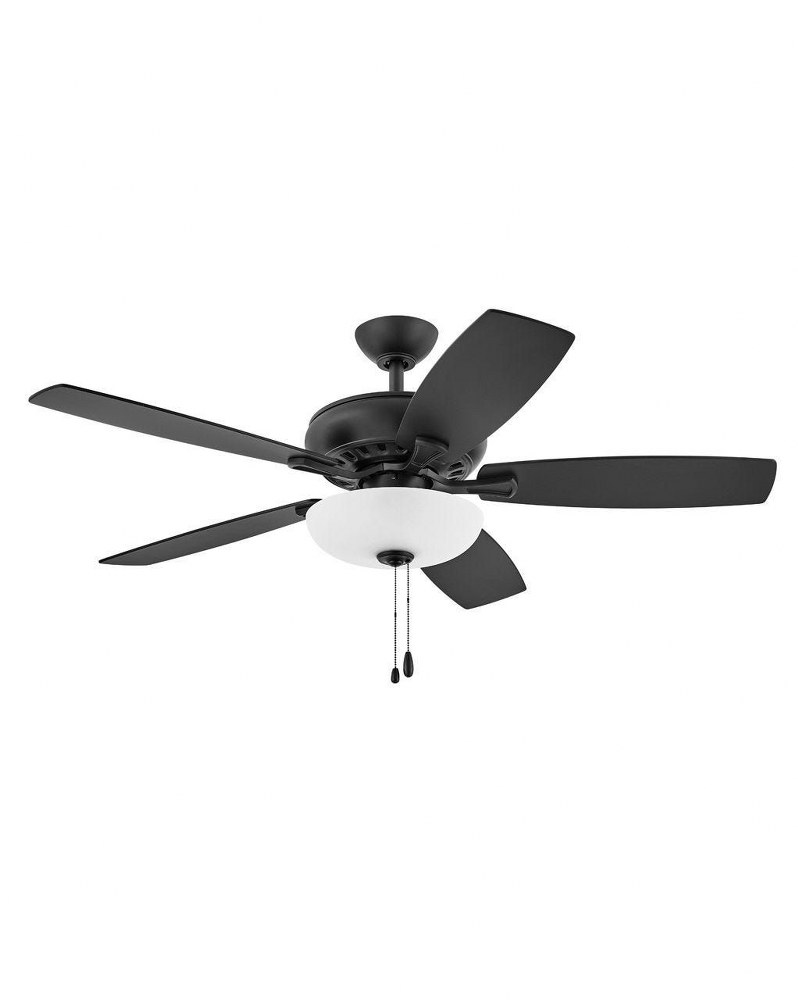 Hinkley Lighting-904152FMB-LIA-Highland Illuminated - 52 Inch 5 Blade Ceiling Fan with Light Kit Matte Black  Brushed Nickel Finish with Mahogany/Silver Blade Finish with Etched Glass