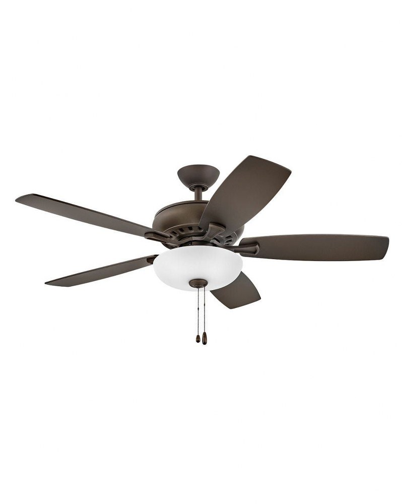 Hinkley Lighting-904152FMM-LIA-Highland Illuminated - 52 Inch 5 Blade Ceiling Fan with Light Kit Metallic Matte Bronze  Brushed Nickel Finish with Mahogany/Silver Blade Finish with Etched Glass