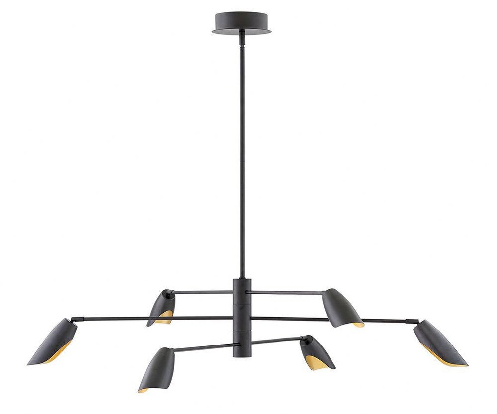 Fredrick Ramond Lighting-FR35806BLK-Bowery-36W 6 LED Large Multi-Tier Chandelier in Modern Style-50 Inches Wide by 8.25 Inches Tall   Bowery-36W 6 LED Large Multi-Tier Chandelier in Modern Style-50 In