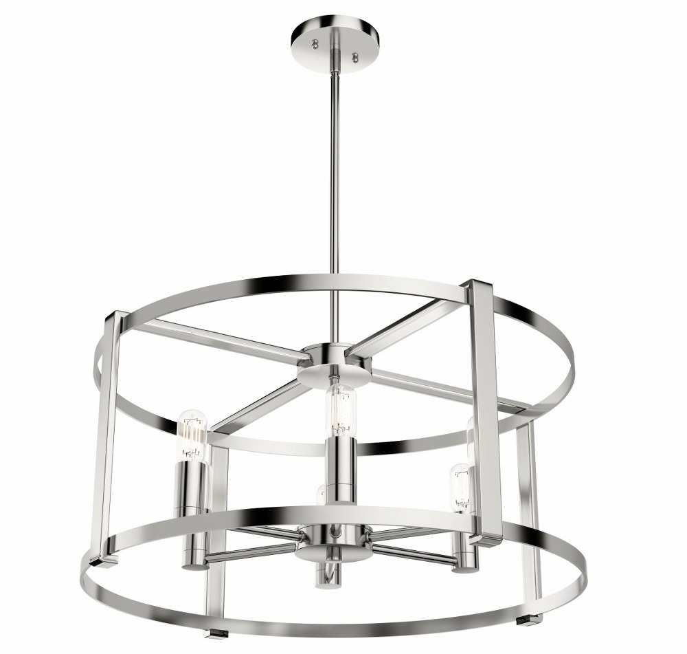 Hunter Fans-19000-Astwood 6-Light Drum Chandelier in Caged Style-26 Inches Wide by 21 Inches High Polished Nickel  Polished Nickel Finish