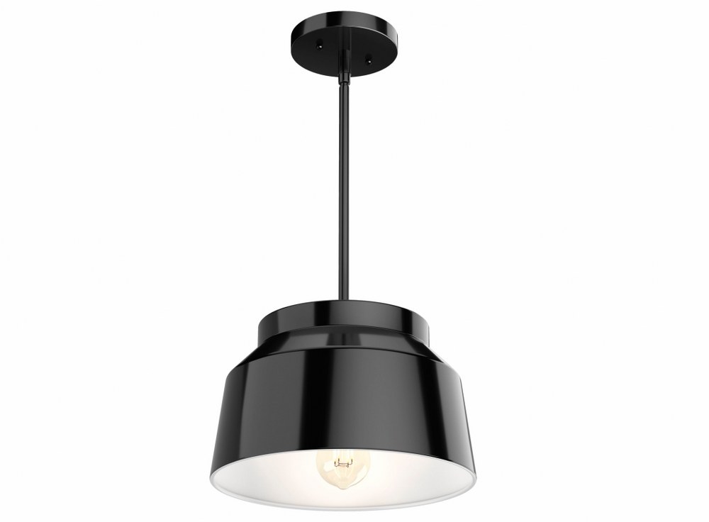 Hunter Fans-19025-Cranbrook 1-Light Cylinder Pendant in Casual Style-11.5 Inches Wide by 14.4 Inches High Matte Black  Dove Grey Finish