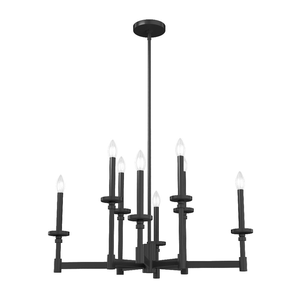 Hunter Fans-19054-Briargrove 8-Light Chandelier in Formal Style-30 Inches Wide by 22 Inches High Matte Black  Modern Brass Finish