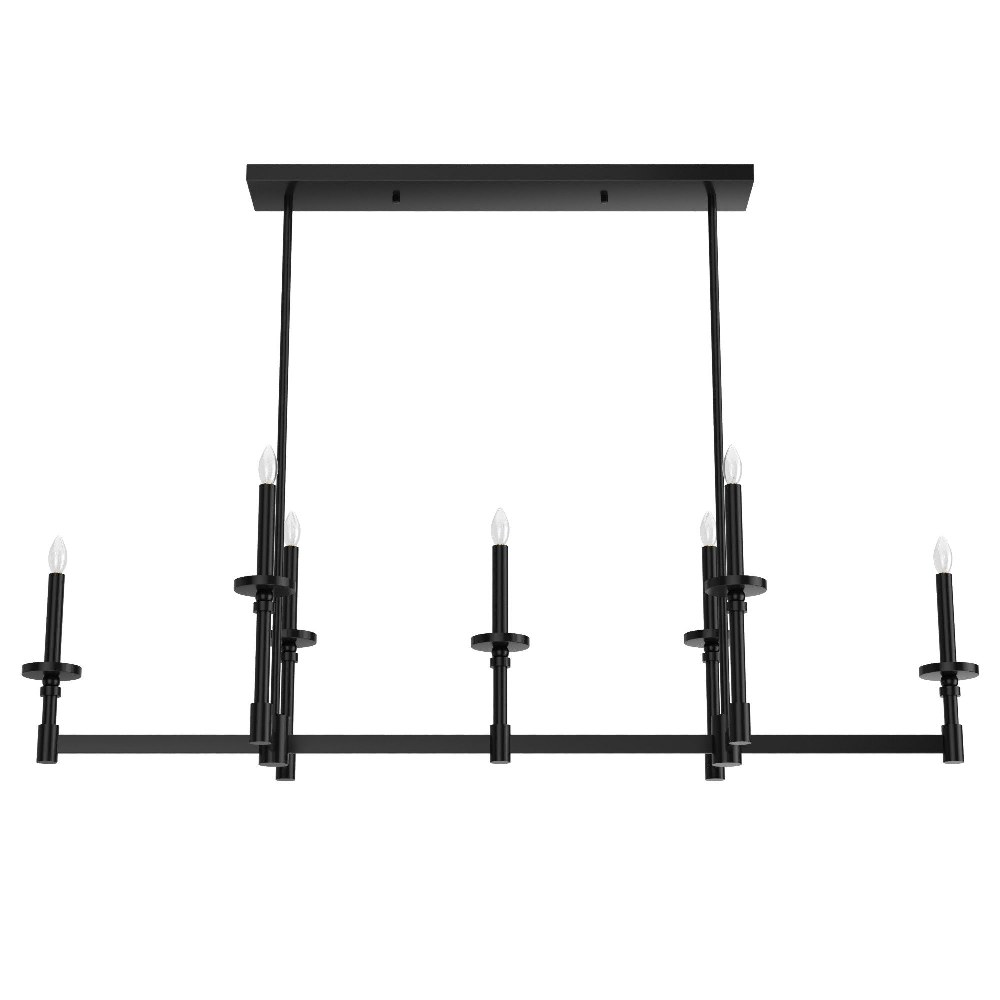 Hunter Fans-19056-Briargrove-7 Light Linear Chandelier in Formal Style-18.25 Inches Wide by 13.5 Inches High   Matte Black Finish