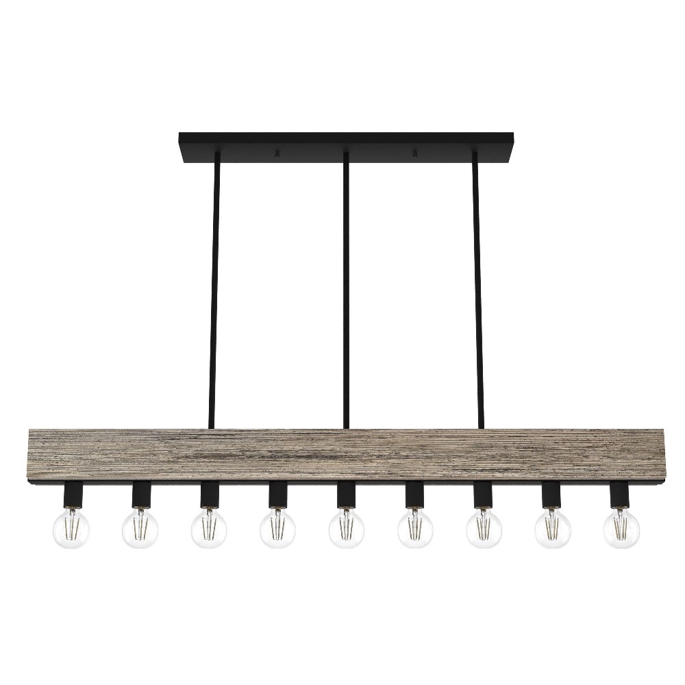 Hunter Fans-19060-Donelson 9-Light Linear Chandelier in Transitional Style-4 Inches Wide by 6.75 Inches High Rustic Iron  Natural Iron Finish