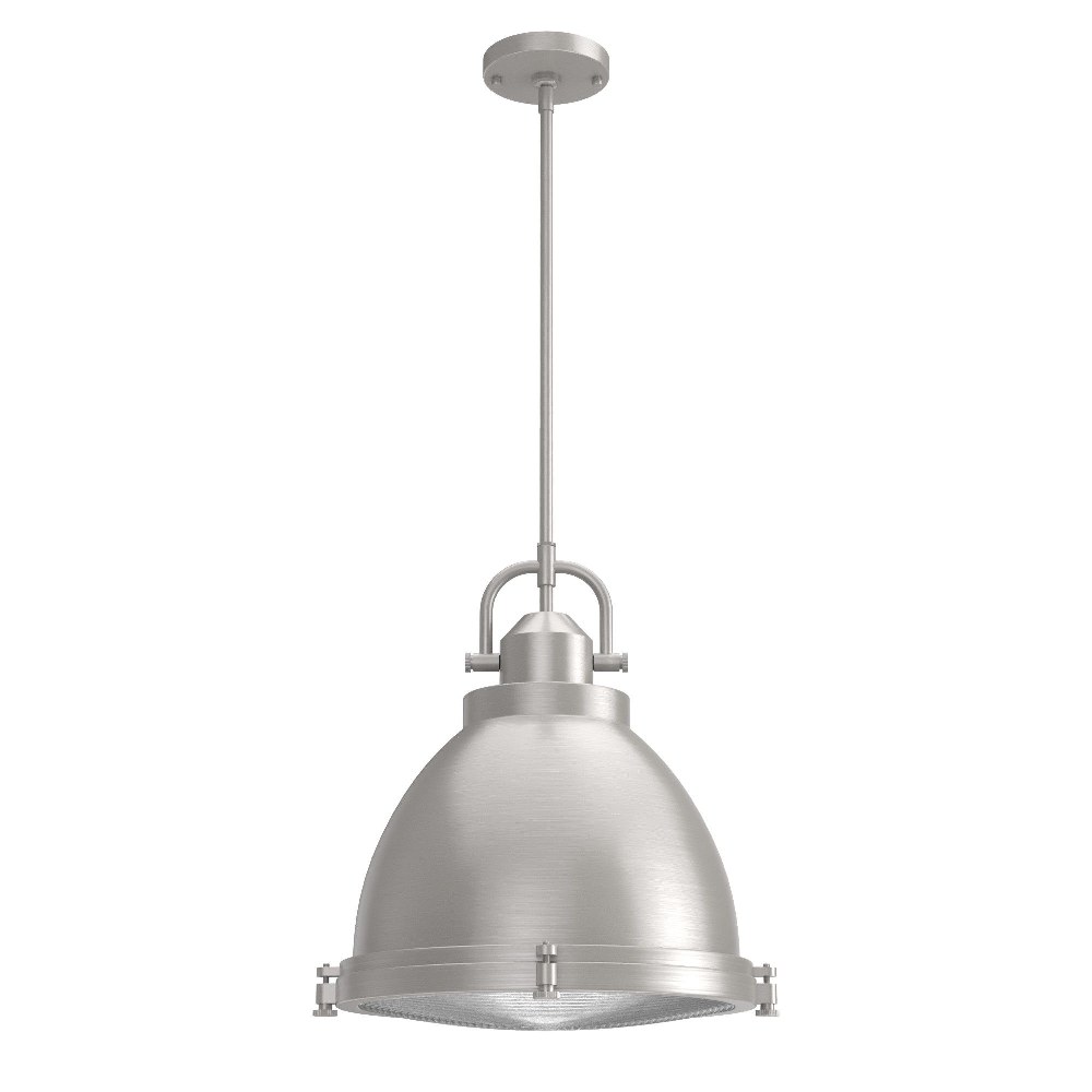 Hunter Fans-19101-Bridgemoor 3-Light Pendant in Industrial Style-17 Inches Wide by 27 Inches High Brushed Nickel  Noble Bronze Finish with Clear Holophane Glass