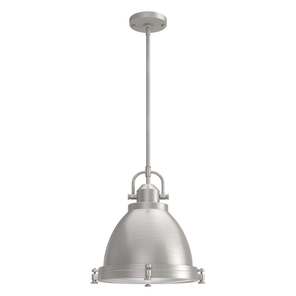 Hunter Fans-19104-Bridgemoor 2-Light Pendant in Industrial Style-14 Inches Wide by 23.25 Inches High Brushed Nickel  Noble Bronze Finish with Clear Holophane Glass