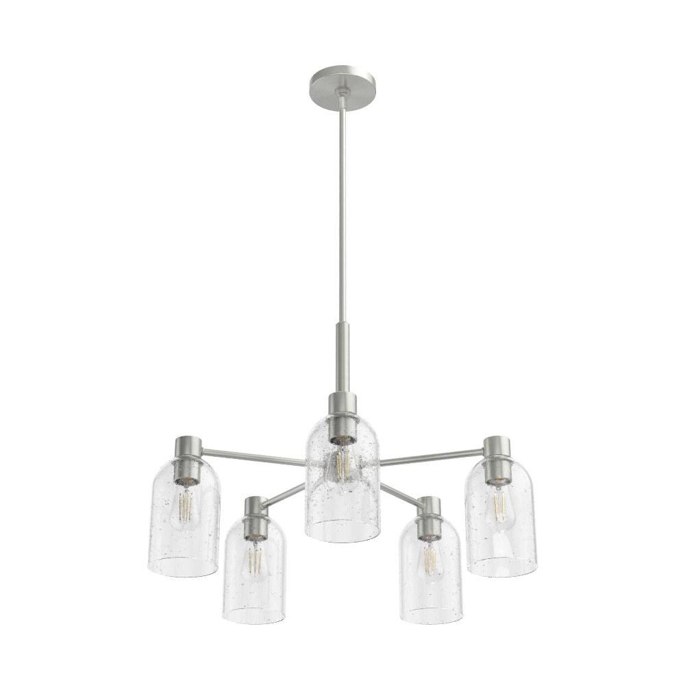 Hunter Fans-19197-Lochemeade 5-Light Chandelier in Modern Style-26 Inches Wide by 19 Inches High Brushed Nickel  Brushed Nickel Finish with Seeded Glass