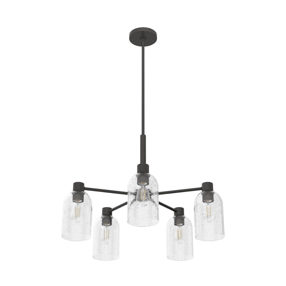 Hunter Fans-19199-Lochemeade 5-Light Chandelier in Modern Style-26 Inches Wide by 19 Inches High Noble Bronze  Brushed Nickel Finish with Seeded Glass