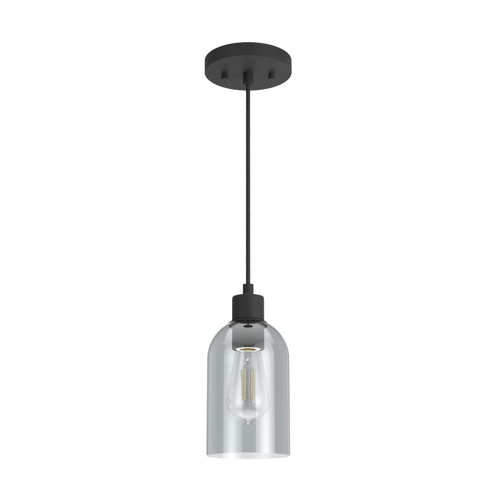 Hunter Fans-19201-Lochemeade 1-Light Pendant in Modern Style-4.5 Inches Wide by 15.75 Inches High Natural Iron  Brushed Nickel Finish with Clear Seeded Glass