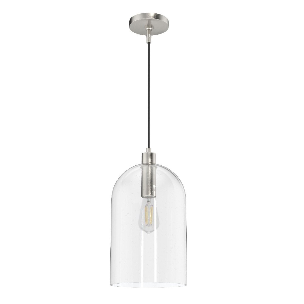 Hunter Fans-19203-Lochemeade 1-Light Pendant in Modern Style-9 Inches Wide by 23.25 Inches High Brushed Nickel  Brushed Nickel Finish with Clear Seeded Glass