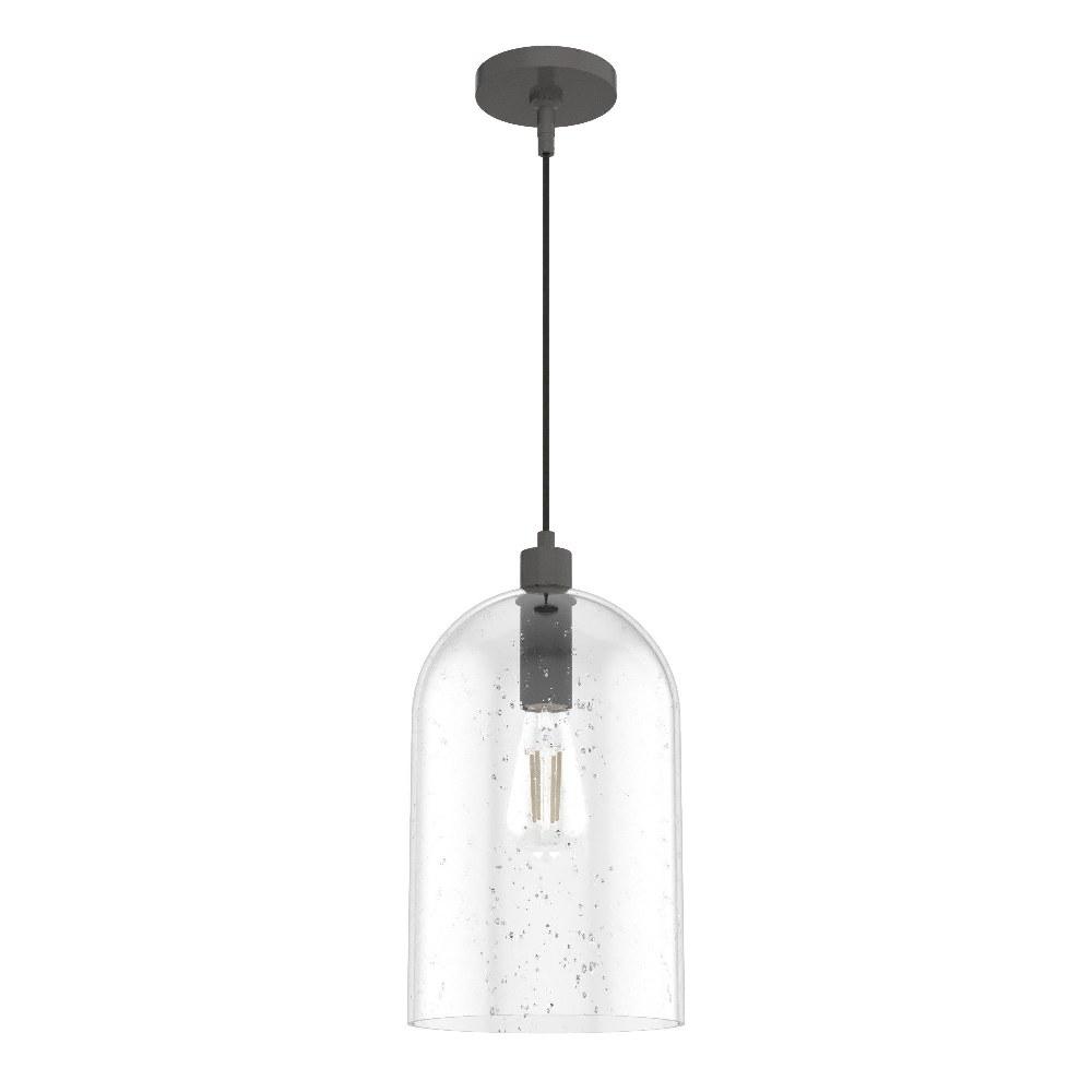 Hunter Fans-19205-Lochemeade 1-Light Pendant in Modern Style-9 Inches Wide by 23.25 Inches High Noble Bronze  Brushed Nickel Finish with Clear Seeded Glass