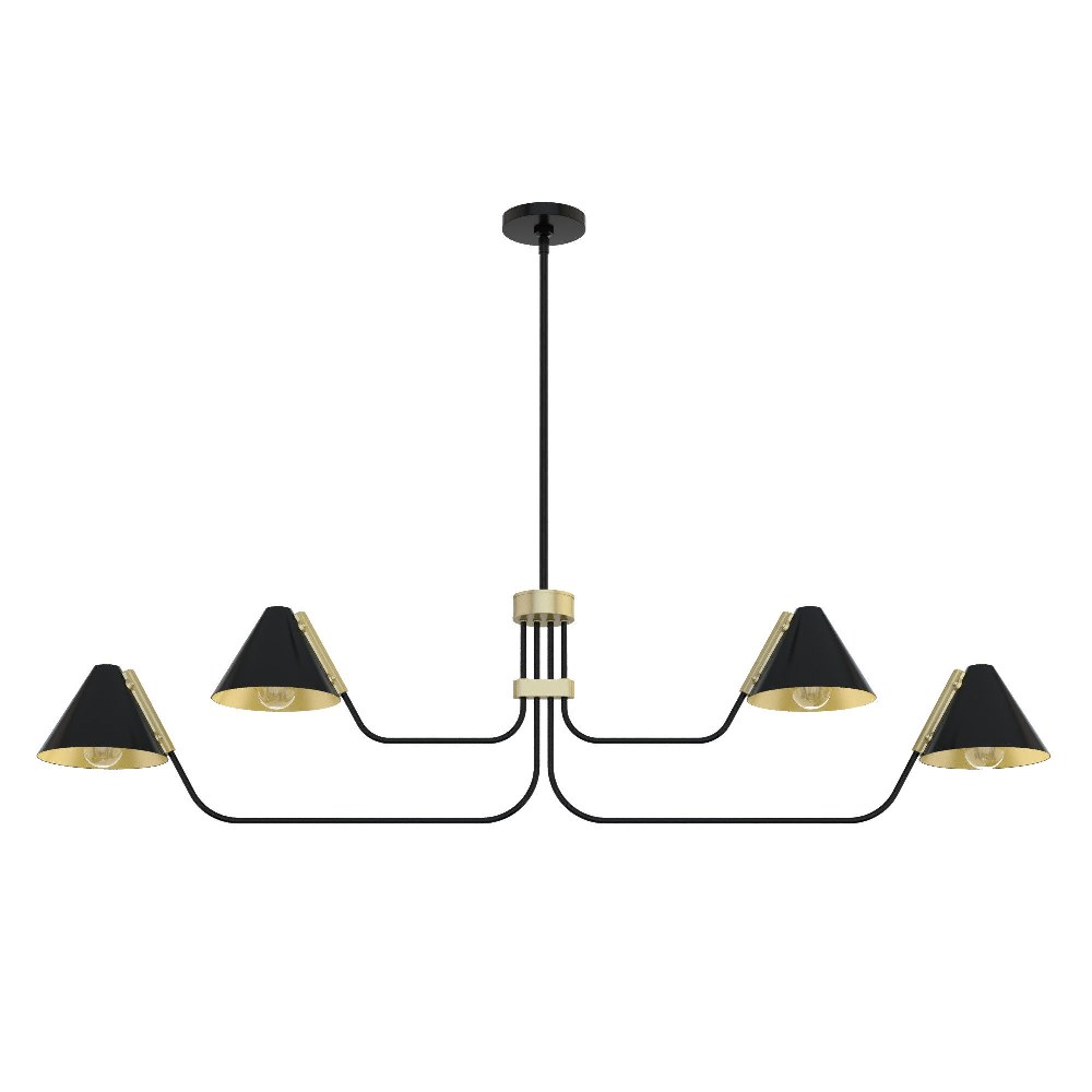 Hunter Fans-19206-Grove Isle 4-Light Chandelier in Formal Style-38.5 Inches Wide by 13.5 Inches High Matte Black  Matte Black Finish with Metal Shade