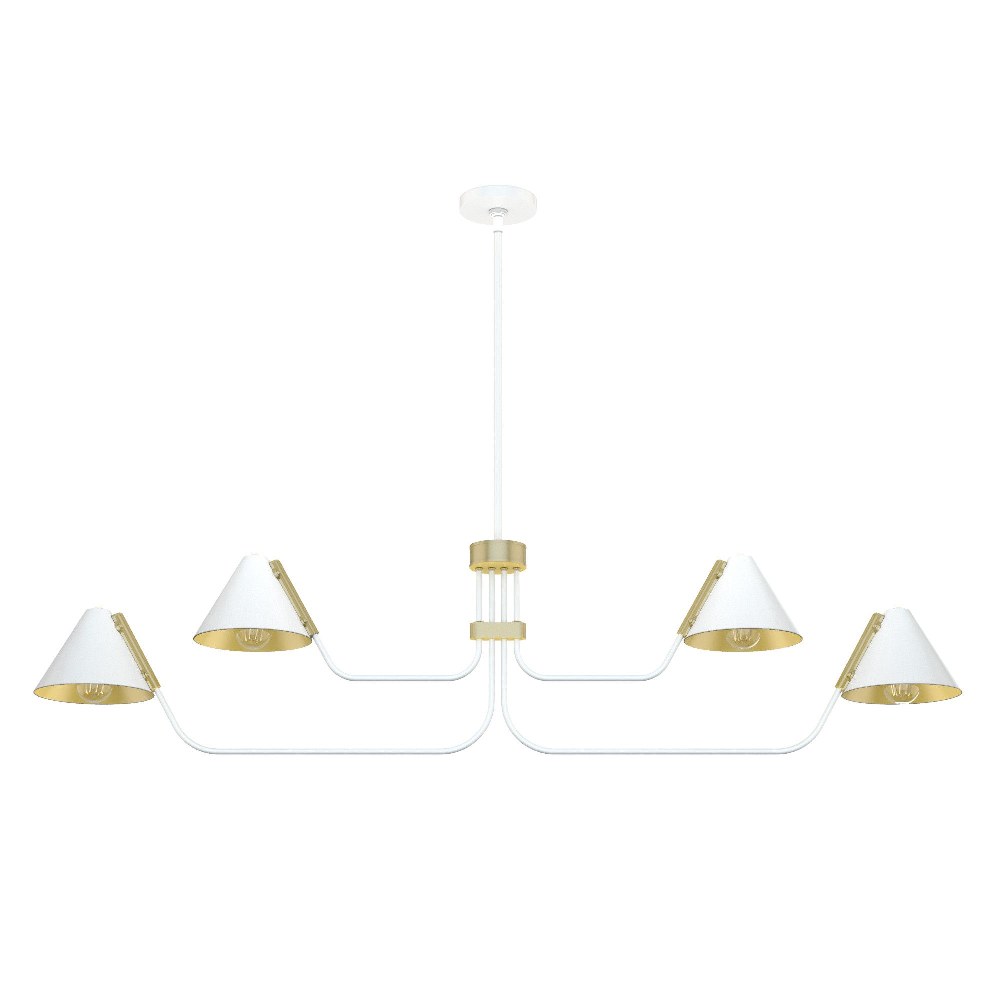 Hunter Fans-19207-Grove Isle 4-Light Chandelier in Formal Style-38.5 Inches Wide by 13.5 Inches High Matte White  Matte Black Finish with Metal Shade