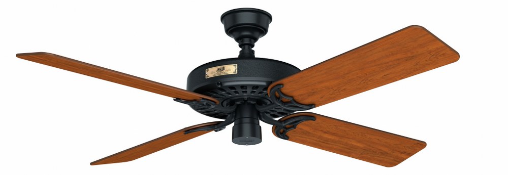 Hunter Fans-23838-Hunter Original 52 Inch Ceiling Fan with Pull Chain Black  Black Finish with Teak Blade Finish