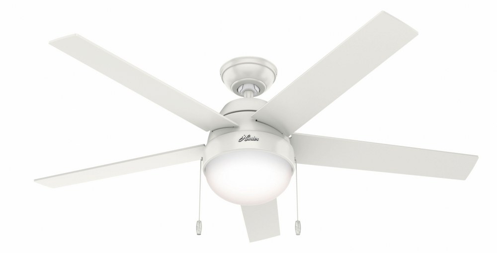 Hunter Fans-50231-Anslee 52 Inch Ceiling Fan with LED Light Kit and Pull Chain Fresh White  Matte Silver