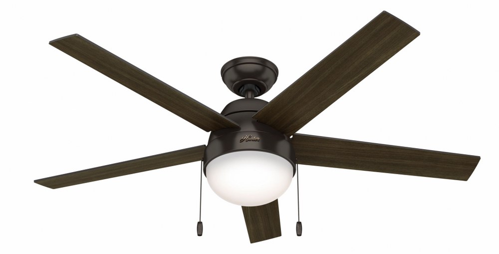 Hunter Fans-50232-Anslee 52 Inch Ceiling Fan with LED Light Kit and Pull Chain Premier Bronze  Matte Silver