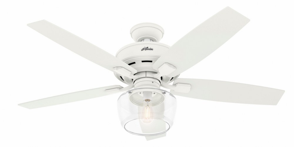 Hunter Fans-50279-Bennett 52 Inch Ceiling Fan with LED Light Kit and Handheld Remote Matte White  Brushed Nickel Finish with Grey Walnut/Light Grey Oak Blade Finish