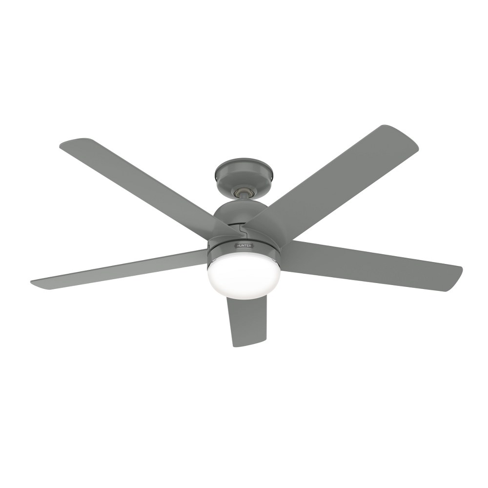Hunter Fans-50290-Anorak - 52 Inch 5 Blade Ceiling Fan with Light Kit and Wall Control In Casual Style   Quartz Grey Finish with Quartz Grey Blade Finish with Painted Cased White Glass