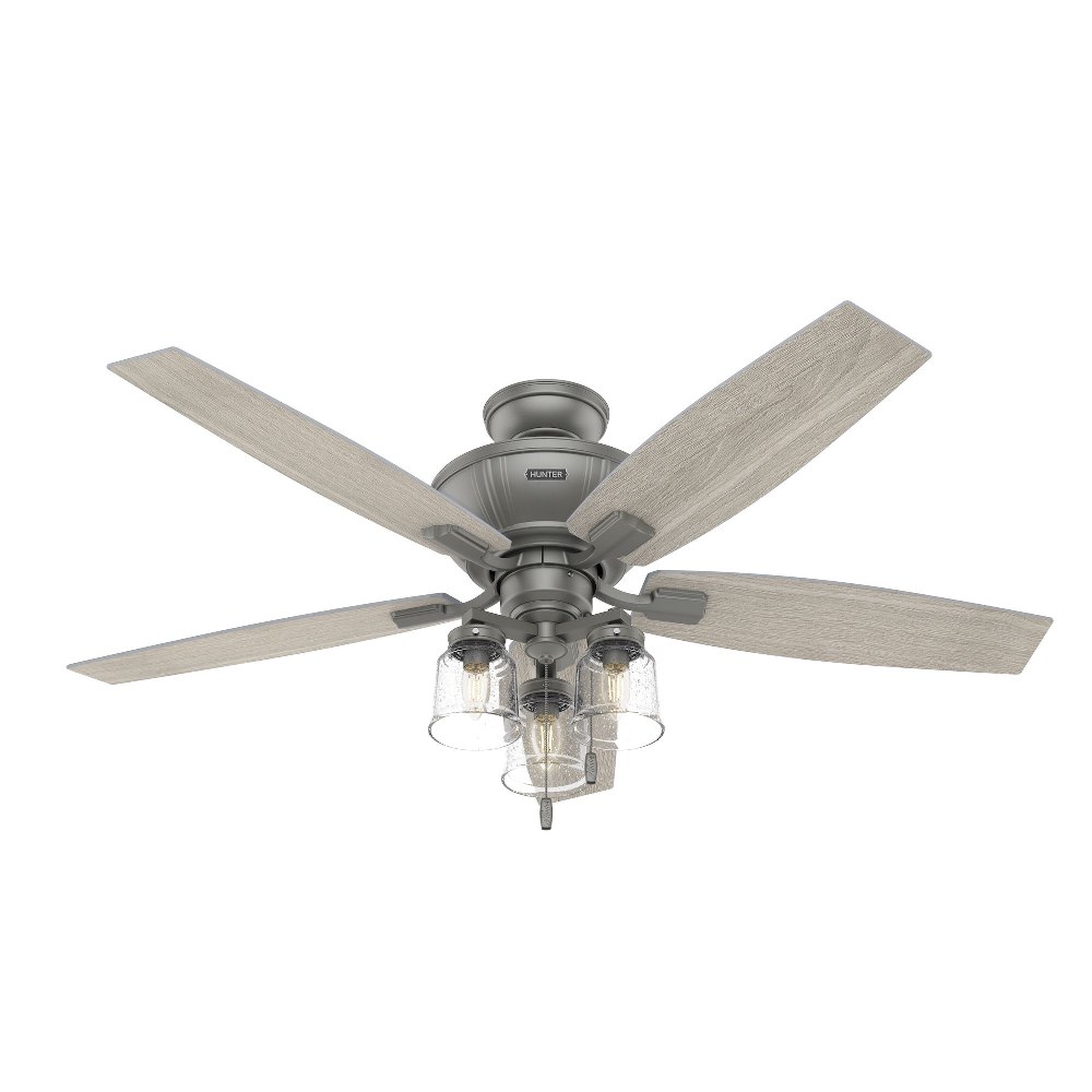 Hunter Fans-50402-Charlotte 52 Inch Ceiling Fan with LED Light Kit and Pull Chain Matte Silver  Charlotte 52 Inch Ceiling Fan with LED Light Kit and Pull Chain