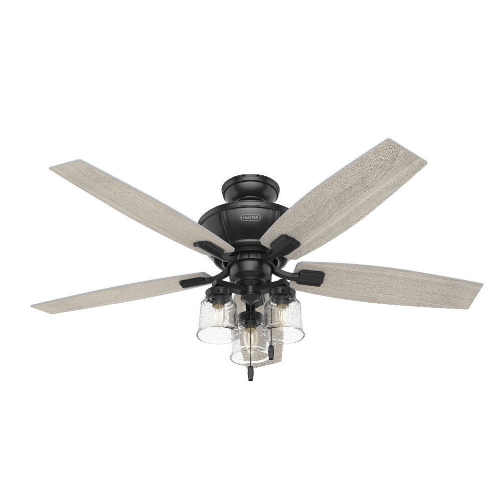 Hunter Fans-50403-Charlotte 52 Inch Ceiling Fan with LED Light Kit and Pull Chain Matte Black  Charlotte 52 Inch Ceiling Fan with LED Light Kit and Pull Chain