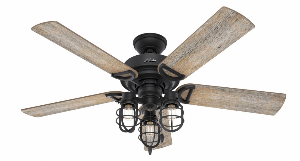 Hunter Fans-50409-Starklake 52 Inch Ceiling Fan with LED Light Kit and Pull Chain Natural Iron  Natural Iron Finish with Barnwood/Washed Walnut Blade Finish