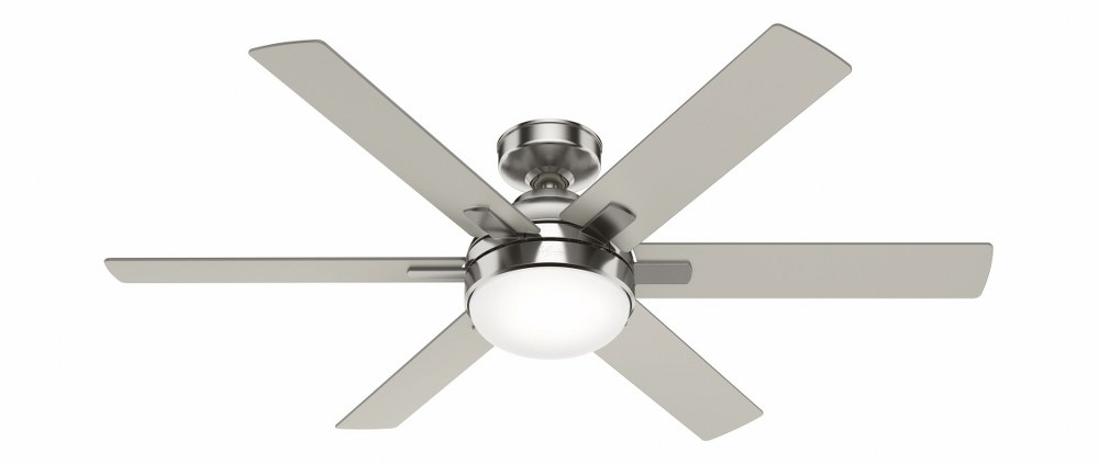 Hunter Fans-50706-Hardaway 52 Inch Ceiling Fan with LED Light Kit and Handheld Remote Brushed Nickel  Noble Bronze Finish with Brushed Slate Blade Finish with Painted Cased White Glass