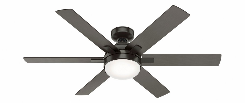 Hunter Fans-50707-Hardaway 52 Inch Ceiling Fan with LED Light Kit and Handheld Remote Noble Bronze  Noble Bronze Finish with Brushed Slate Blade Finish with Painted Cased White Glass