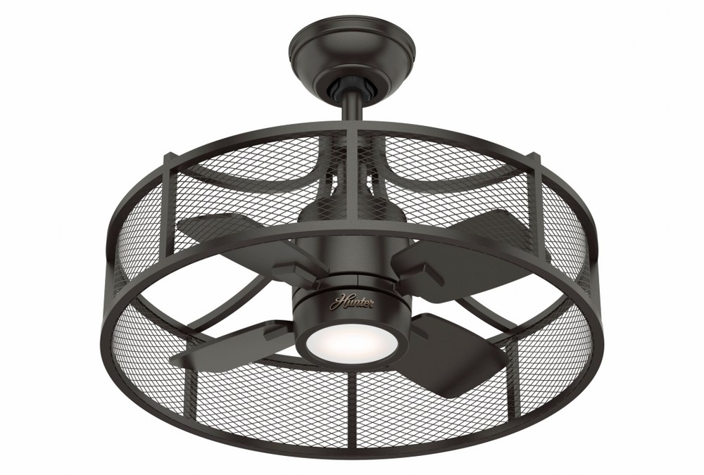 Hunter Fans-50738-Seattle 30 Inch Ceiling Fan with LED Light Kit and Wall Control   Noble Bronze Finish with Noble Bronze/Latte Oak Blade Finish with Painted Cased White Glass