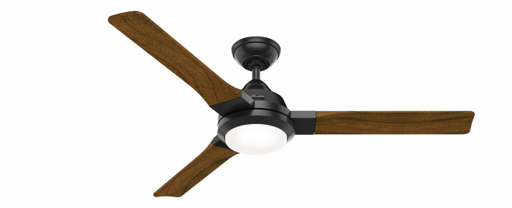 Hunter Fans-50783-Leti 54 Inch Ceiling Fan with LED Light Kit and Wall Control Matte Black  Noble Bronze Finish with Weathered White Birch Blade Finish with Painted Cased White Glass