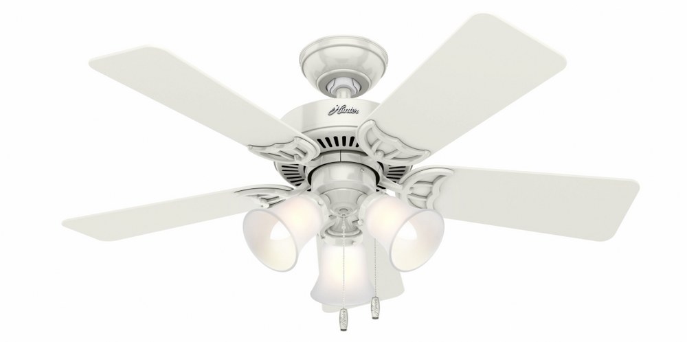 Hunter Fans-51010-Southern Breeze - 42 Inch Ceiling Fan   White Finish with White/Bleached Oak Blade Finish with Frosted Ribbed Glass