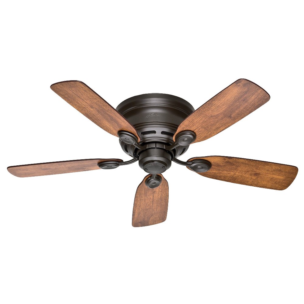 Hunter Fans-51061-Low Profile 42 Inch Low Profile Ceiling Fan with Pull Chain New Bronze  Antique Pewter Finish with Chestnut/Dark Walnut Blade Finish