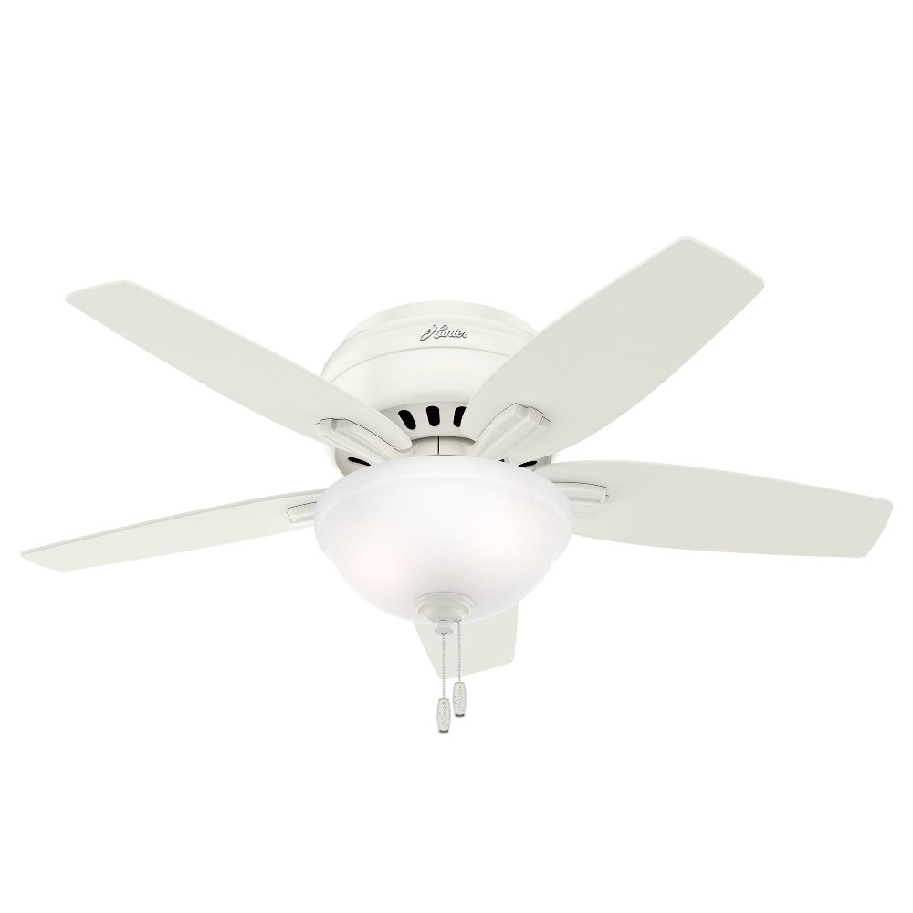 Hunter Fans-51080-Newsome-Ceiling Fan with Kit-42 Inches Wide by 8.86 Inches High   Fresh White Finish with Fresh White Blade Finish with Clear Frosted Glass