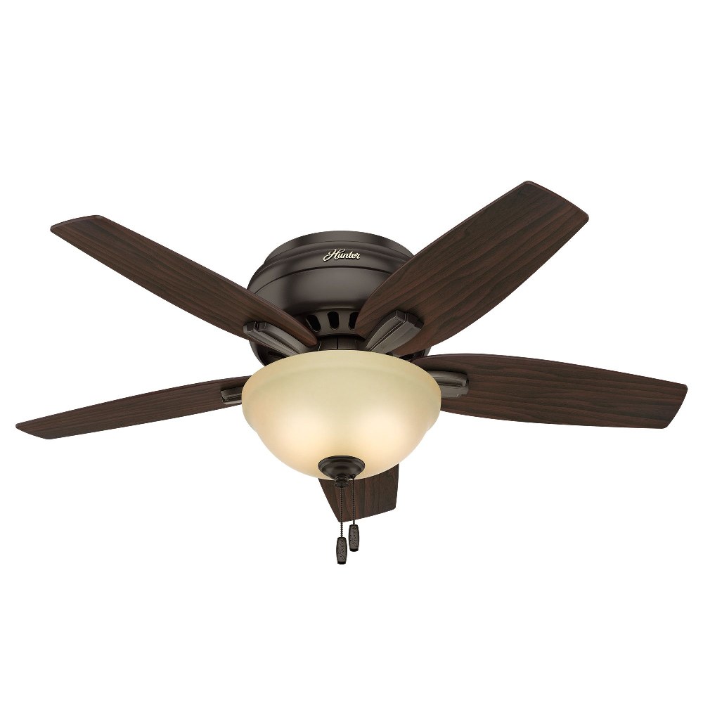Hunter Fans-51081-Newsome-Ceiling Fan with Kit-42 Inches Wide by 8.86 Inches High   Premier Bronze Finish with Roasted Walnut Blade Finish with Frosted Amber Glass