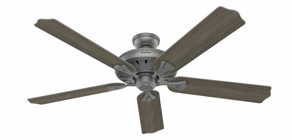 Hunter Fans-51119-Royal Oak 60 Inch Ceiling Fan with Handheld Remote Matte Silver  New Bronze Finish with Dark Cherry Blade Finish