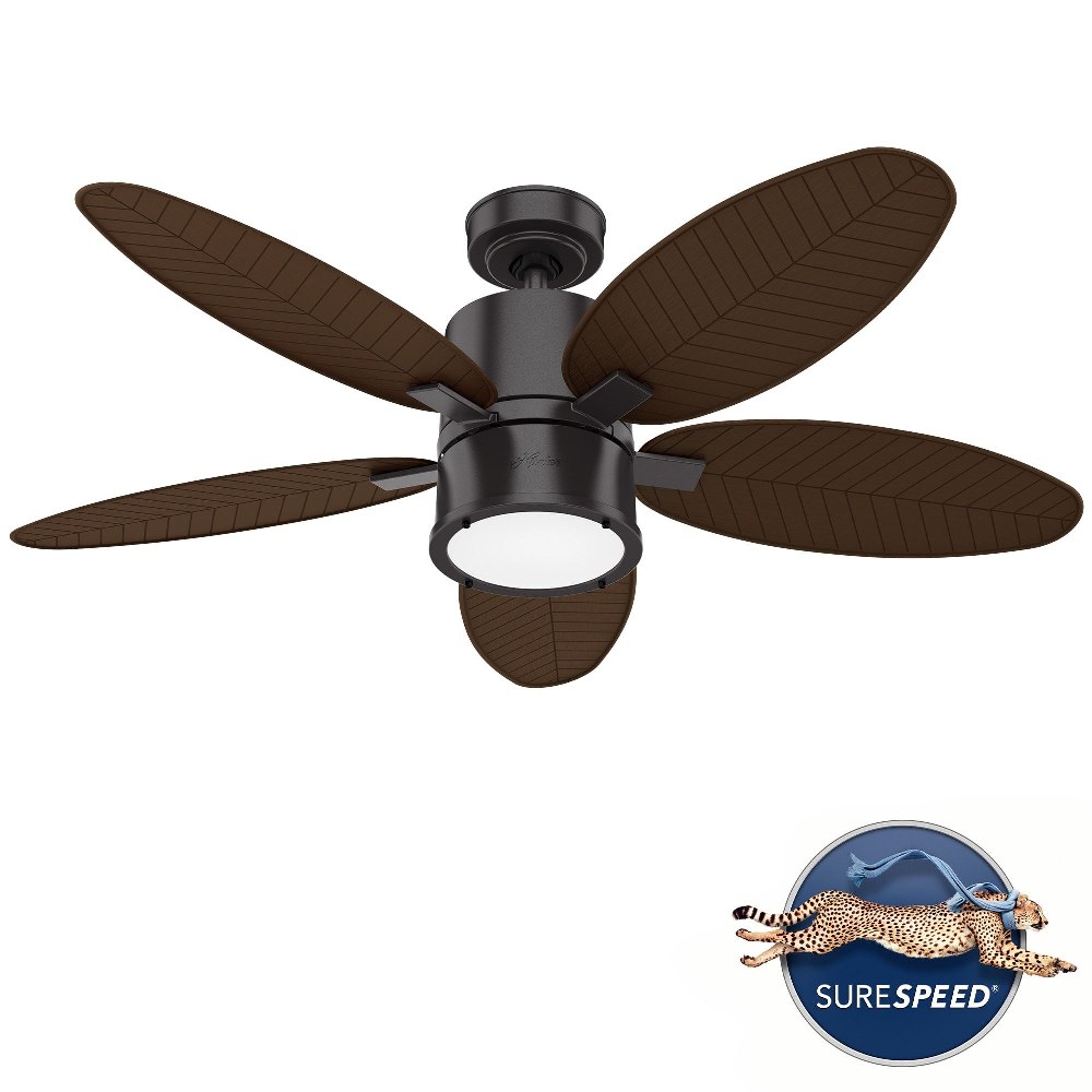 Hunter Fans-51191-Amaryllis-5 Blade Ceiling Fan with Light Kit and Handheld Remote in Transitional Style-52 Inches Wide by 16.23 Inches High   Noble Bronze Finish with Brushed Cocoa Blade Finish with 