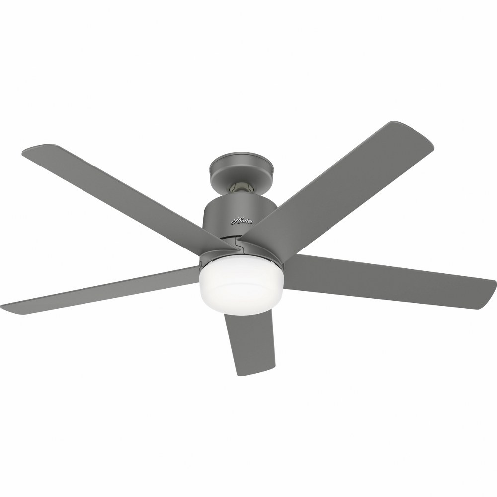 Hunter Fans-51196-Stylus-5 Blade WiFi Ceiling Fan with Light Kit and Handheld Remote in Modern Style-52 Inches Wide by 16.94 Inches High   Matte Silver Finish with Matte Silver Blade Finish with Paint