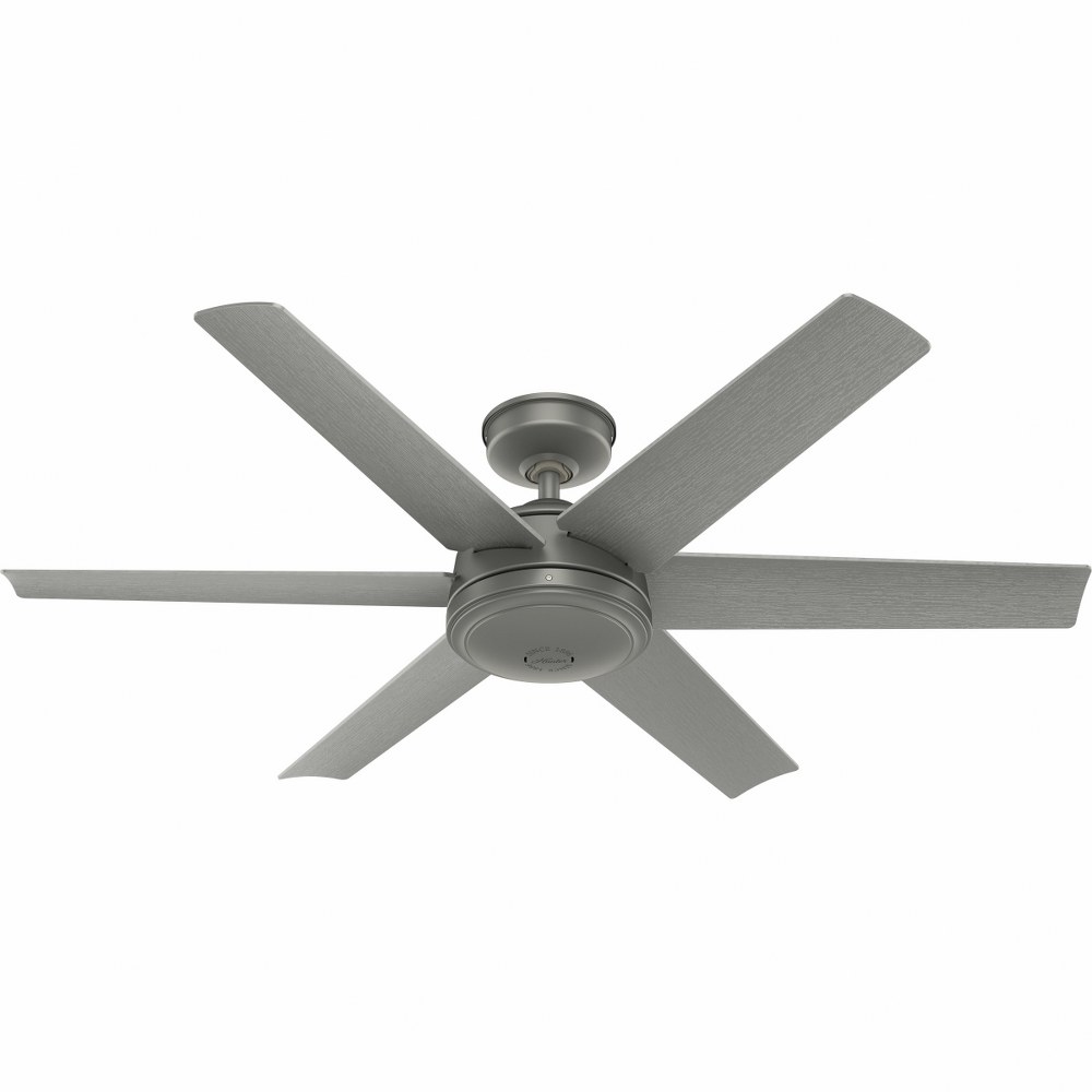 Hunter Fans-51202-Jetty WeatherMax - 52 Inch 6 Blade Ceiling Fan and Wall Control Matte Silver  Matte Silver Finish with Matte Silver Blade Finish